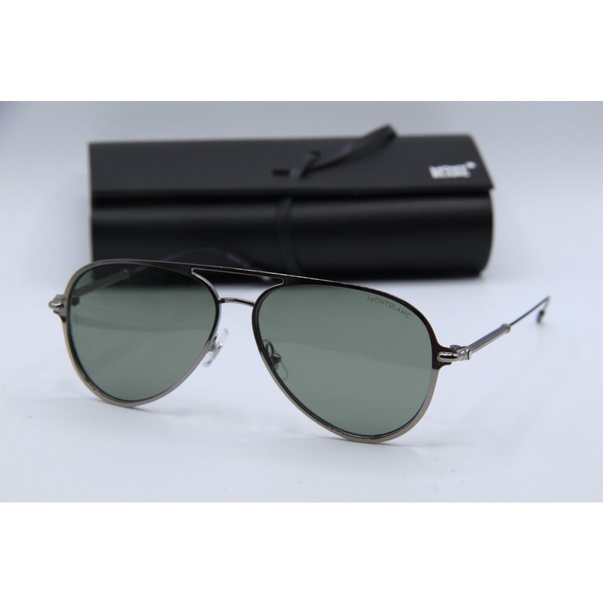 Montblanc Mont Blanc MB 0059S 005 Silver Black Frames Sunglasses 59-13