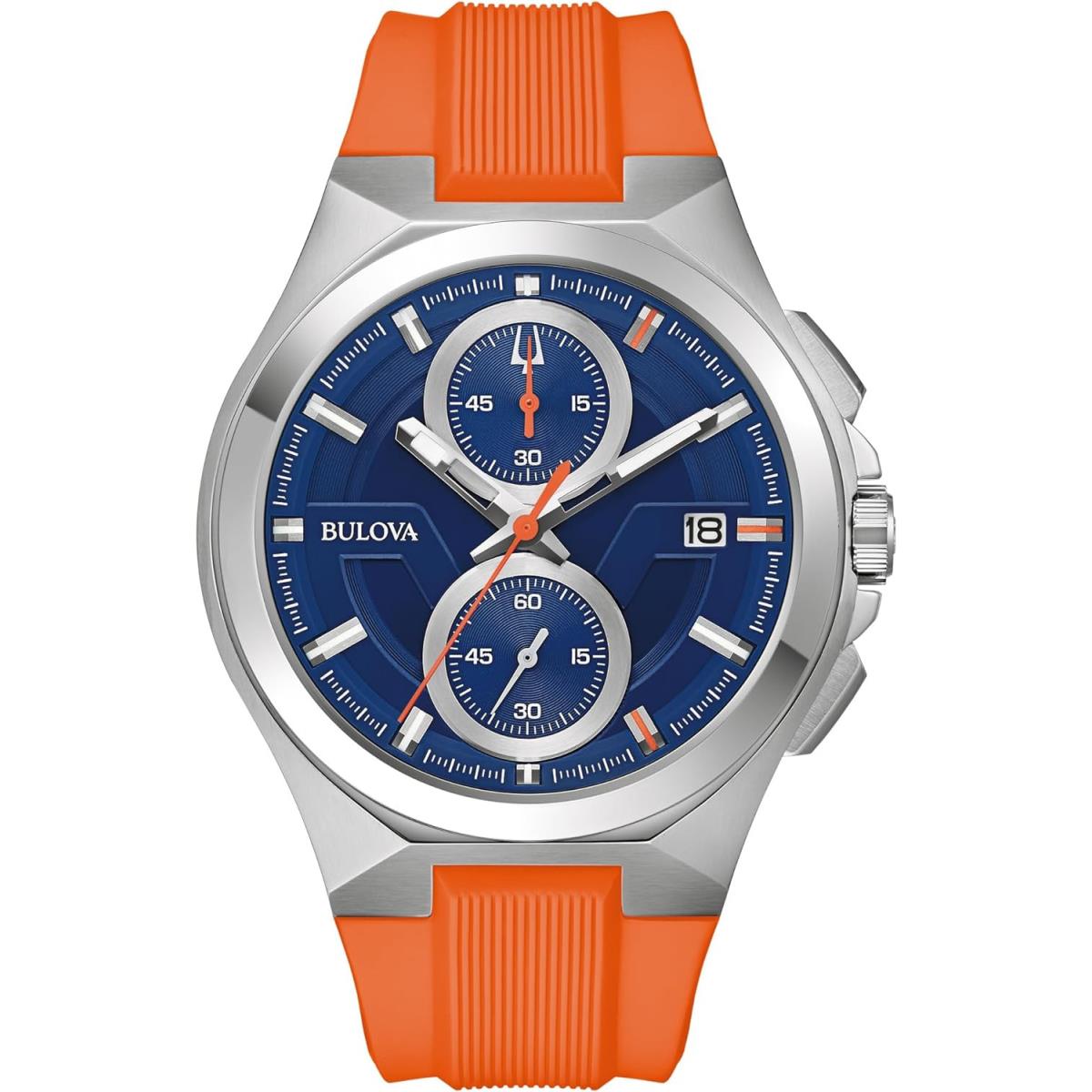 Bulova Marc Anthony Sport Quartz Watch Stainless Steel Orange And Blue