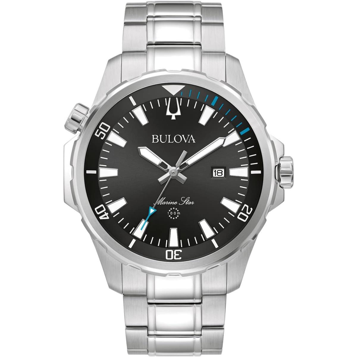 Bulova Men`s Marine Star Series B Quartz Watch 100M Water Resistant Stainless/ Black Dial