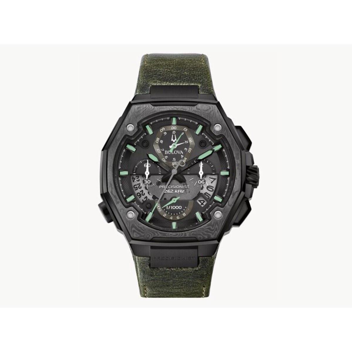 Bulova Precisionist X Special Edition Chronograph Quartz Black Dial Men`s Watch - Dial: Black, Band: Green, Bezel: Black