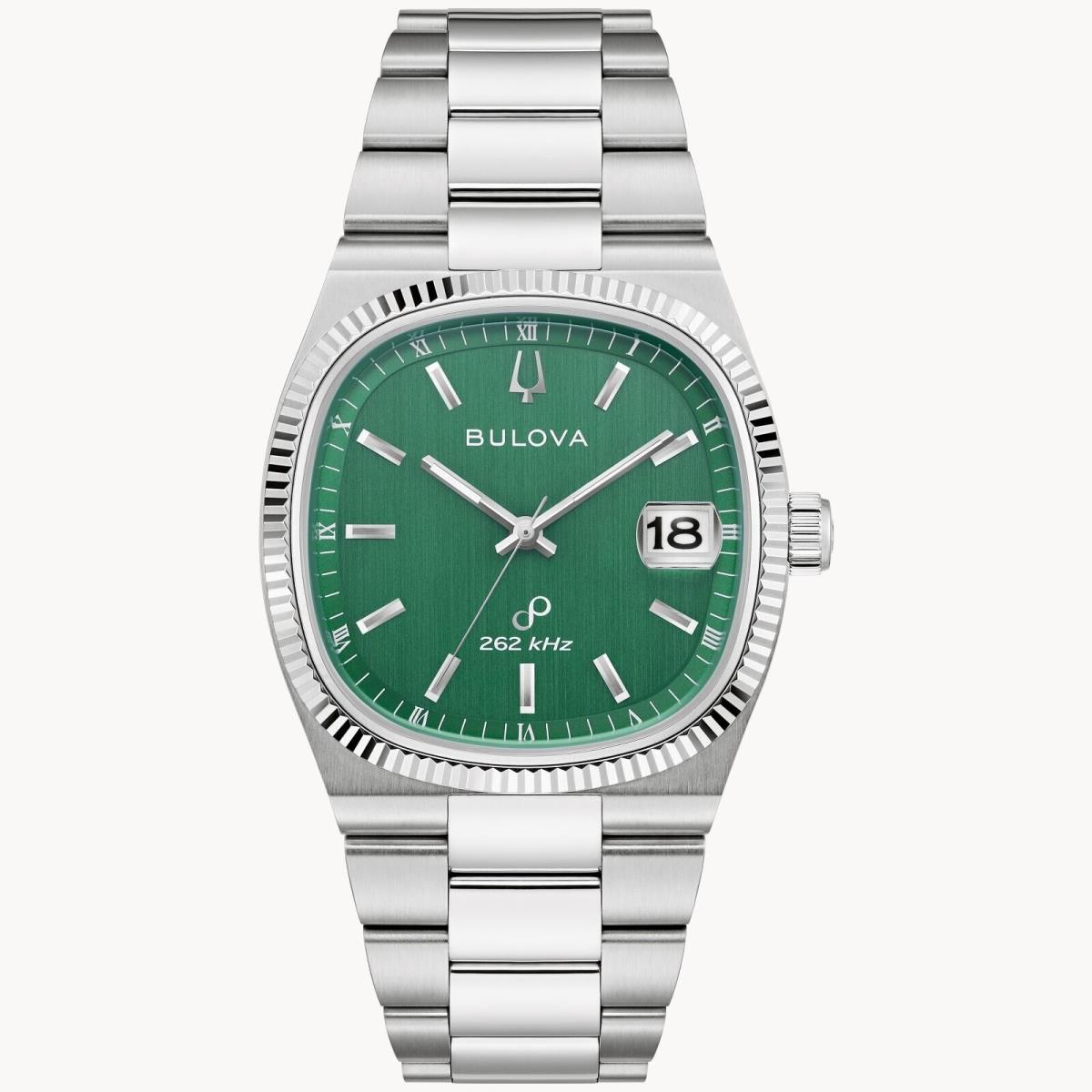 Bulova Super Seville Green Dial Fluted Bezel Precisionist 38mm Watch 96B439