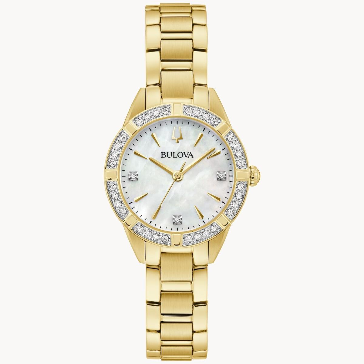 Bulova Sutton Quartz Diamond White Mop Dial Ladies Watch 98R297