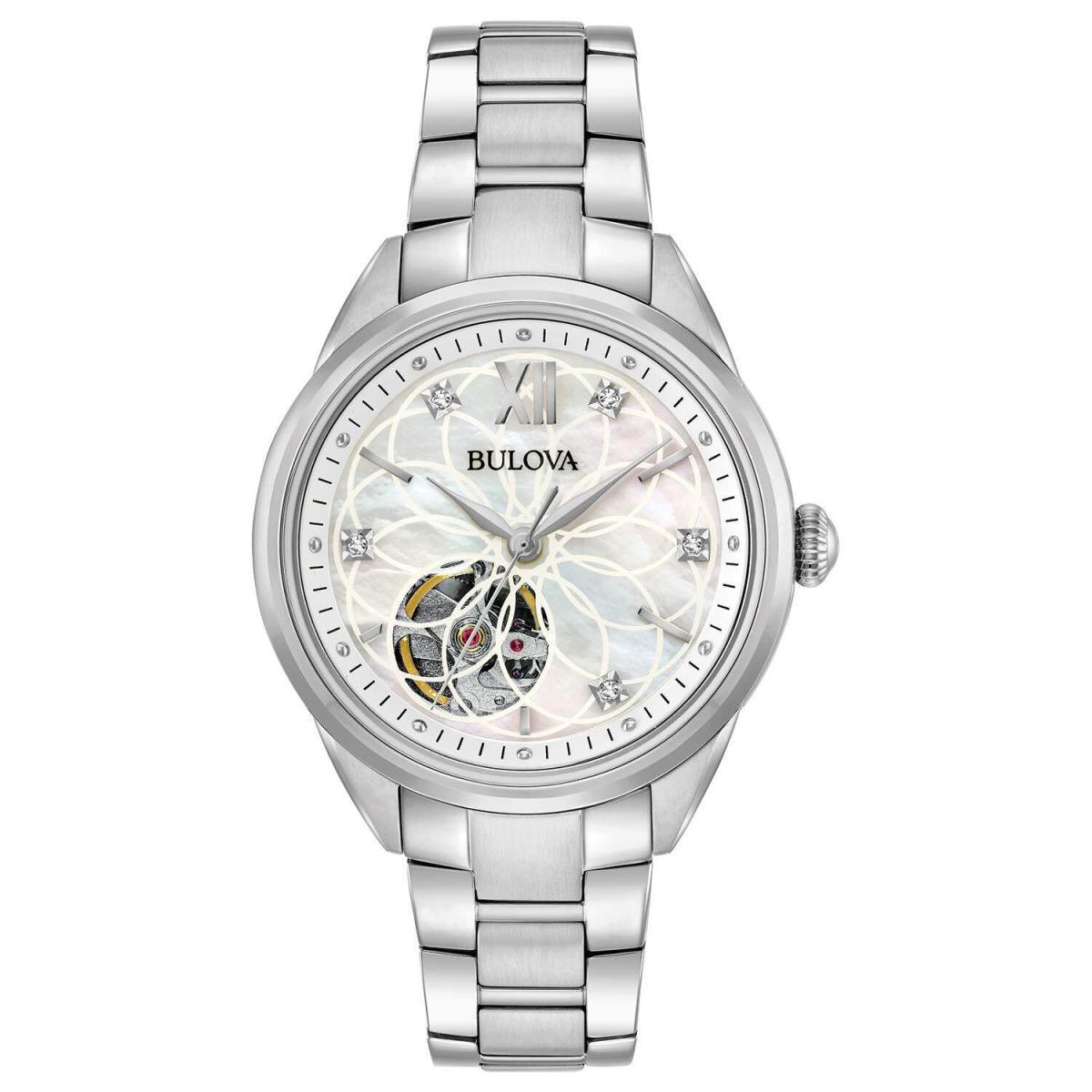 Bulova Ladies` Sutton Stainless Steel 3-Hand Automatic Open Aperture