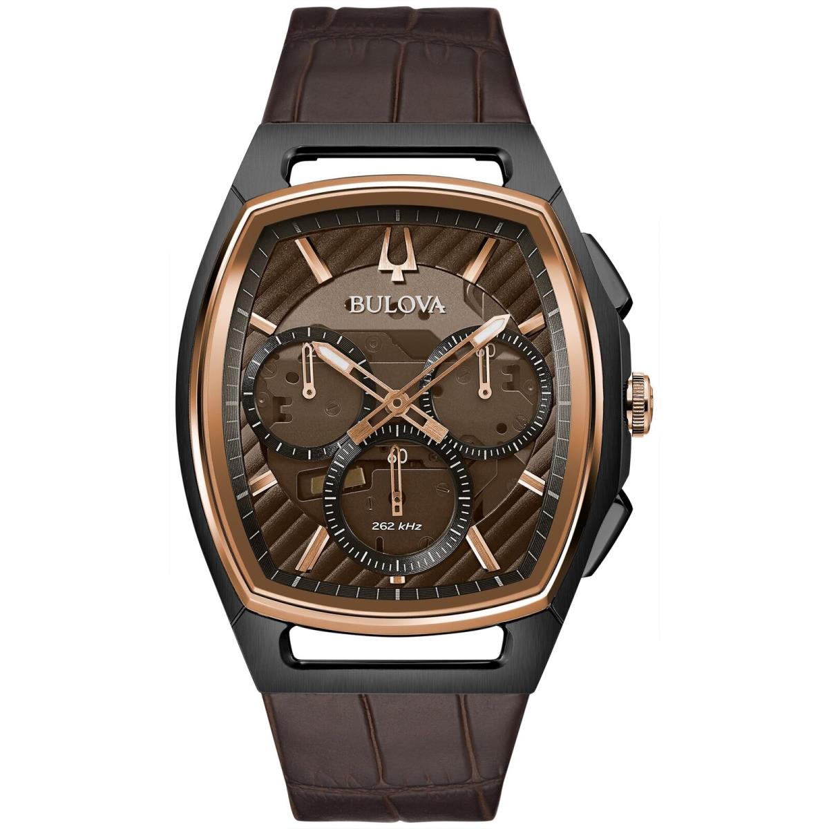 Bulova Men`s Curv High Performance Quartz Black and Rose Gold-tone Stainless