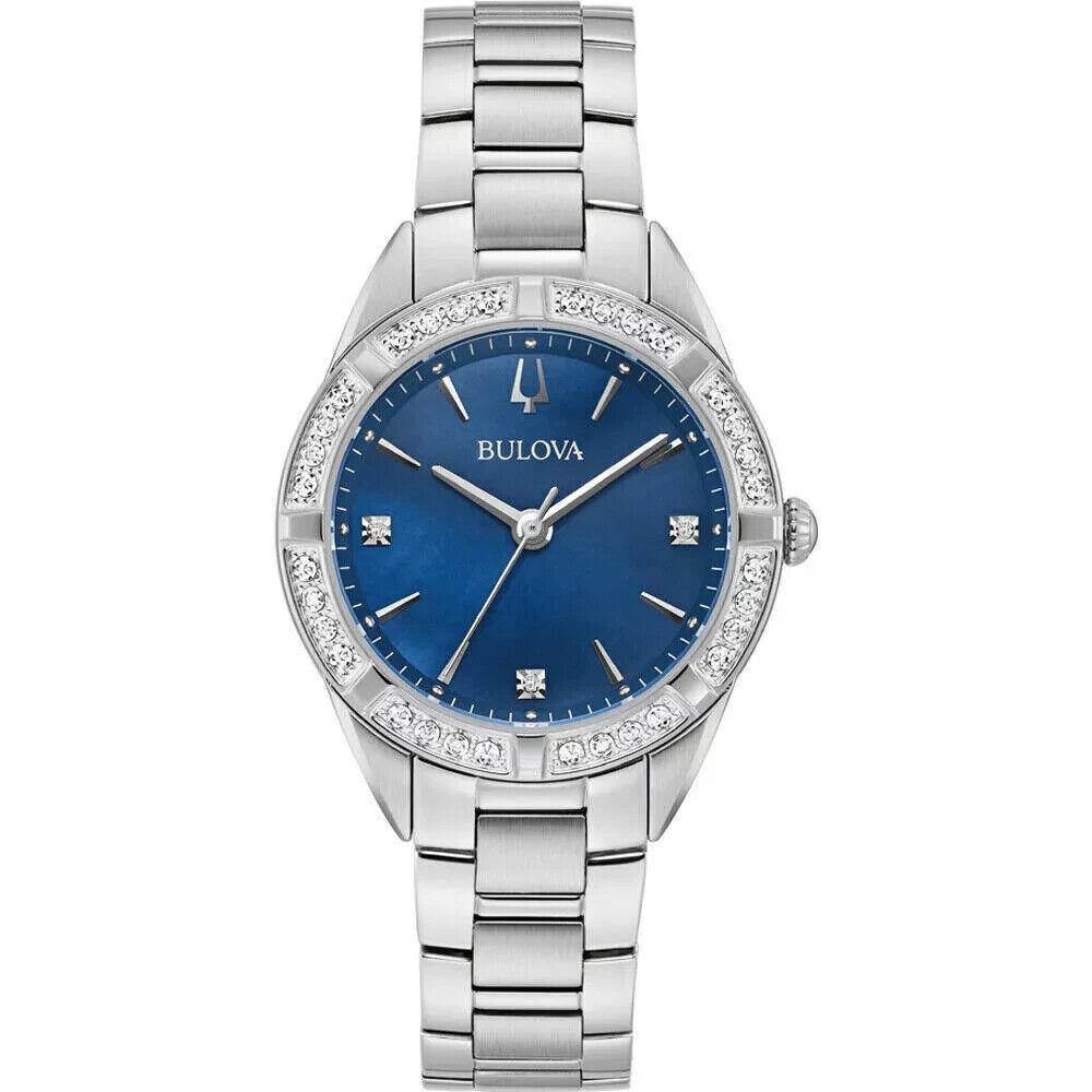 Bulova Blue Dial Sapphire Crystal Stainless Women`s Diamond Watch W29