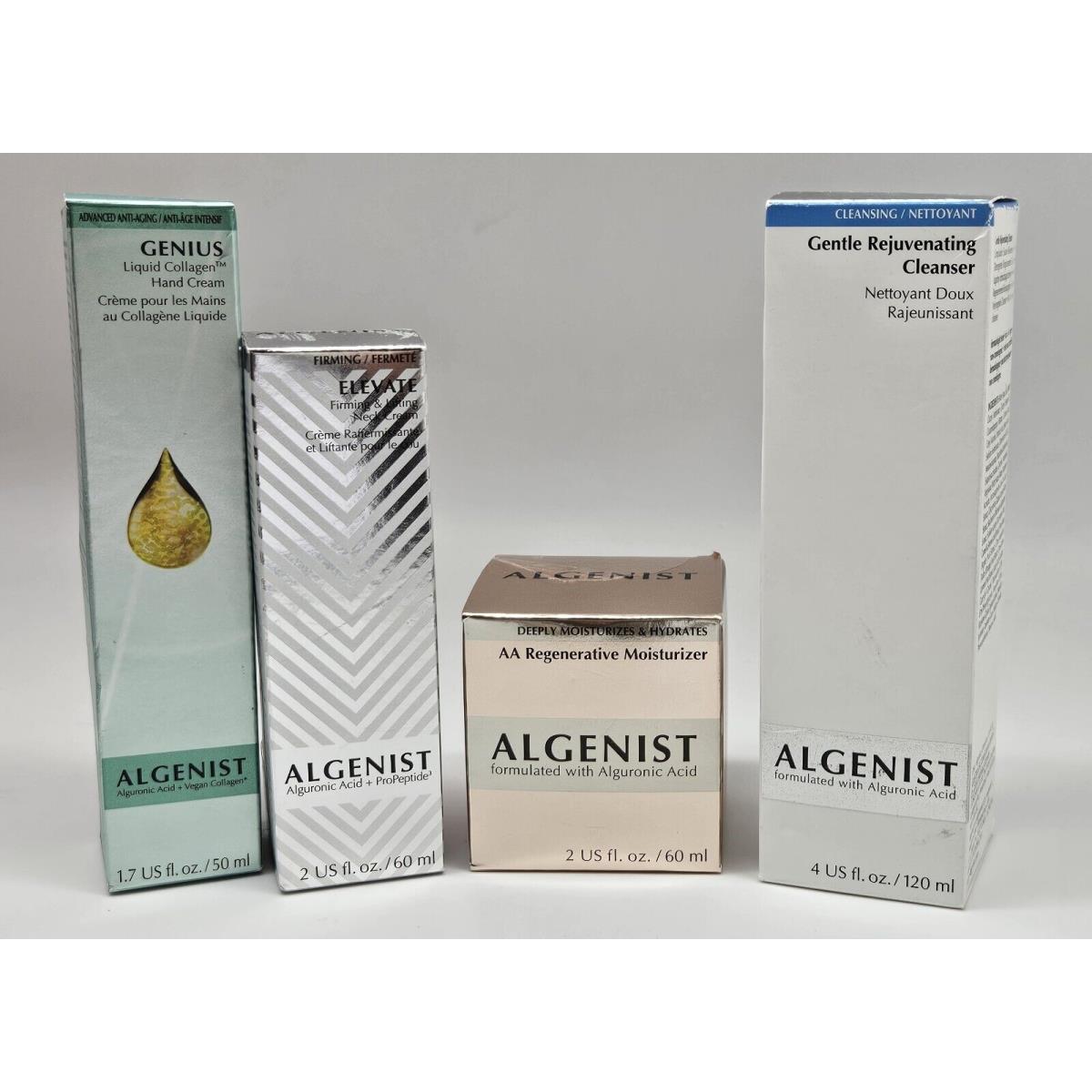 4 PC Algenist Regenerative Moisturizer + Neck Cream + Cleanser + Hand Cream