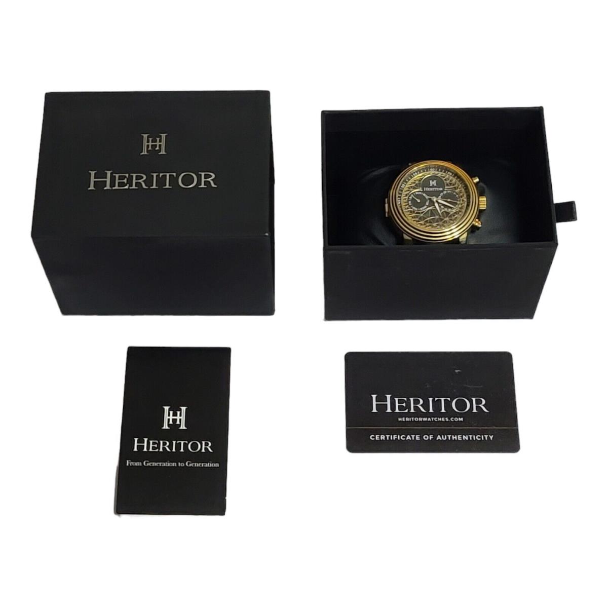 Heritor Automatic Legacy Watch Leather Band Day/date - Gold/black