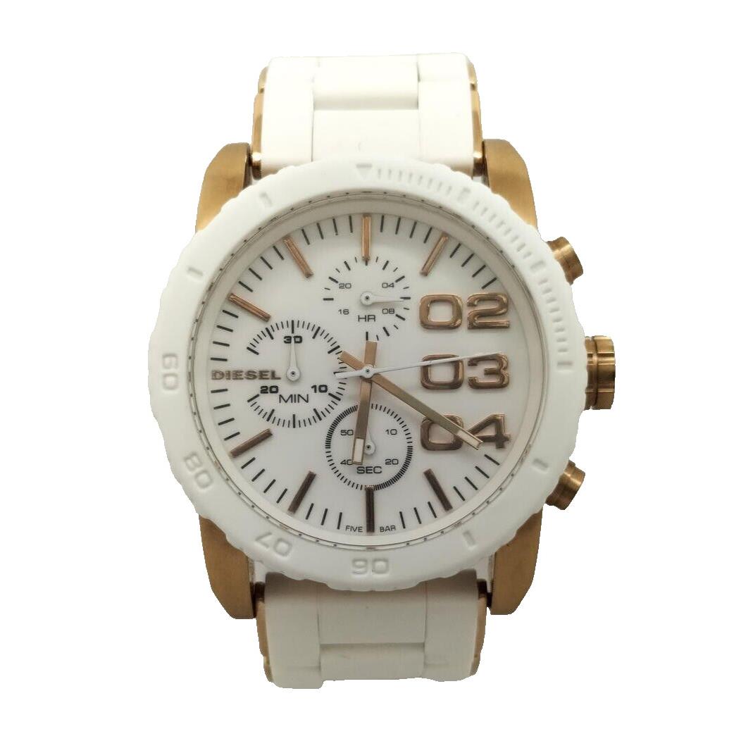 Diesel DZ5323 Rose Gold White Silicone Band Chronograph Watch NO Box