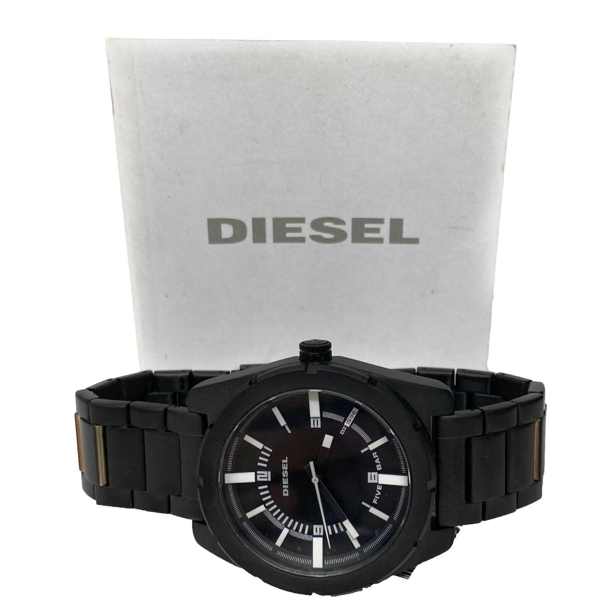 Diesel DZ1596 Men`s Watch Running Black Matte Case 44mm 22mm Band NO Box