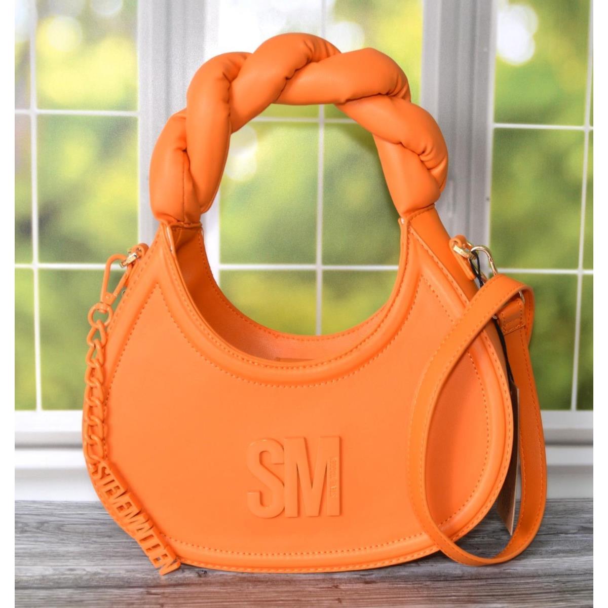 Steve Madden Bleony Quilted Handle Crossbody Moon Purse Bag Mango Orange