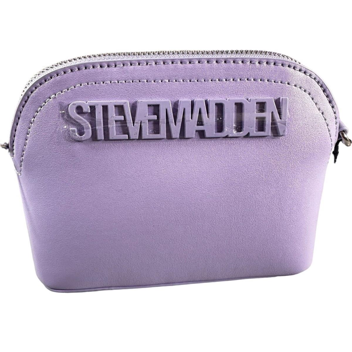 Steve Madden Crossbody Women Handbag Monogram Strap Coin Purse Keychain Purple