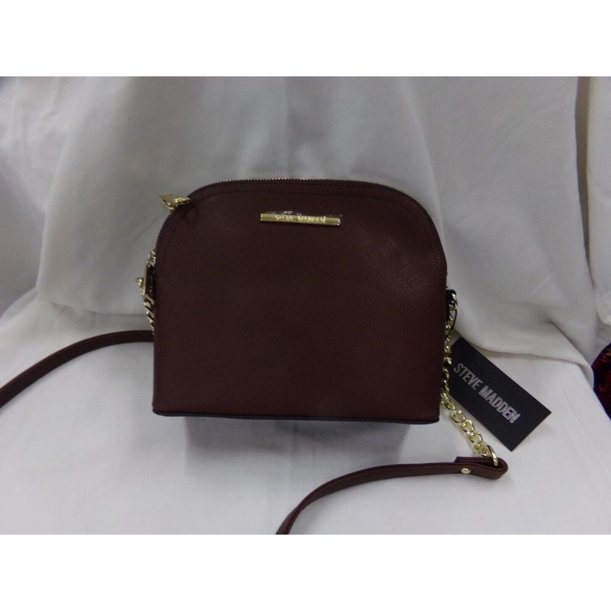 Steve Madden Chocolate Brown Bmarilyn Crossbody Purse Leather + Chain Strap