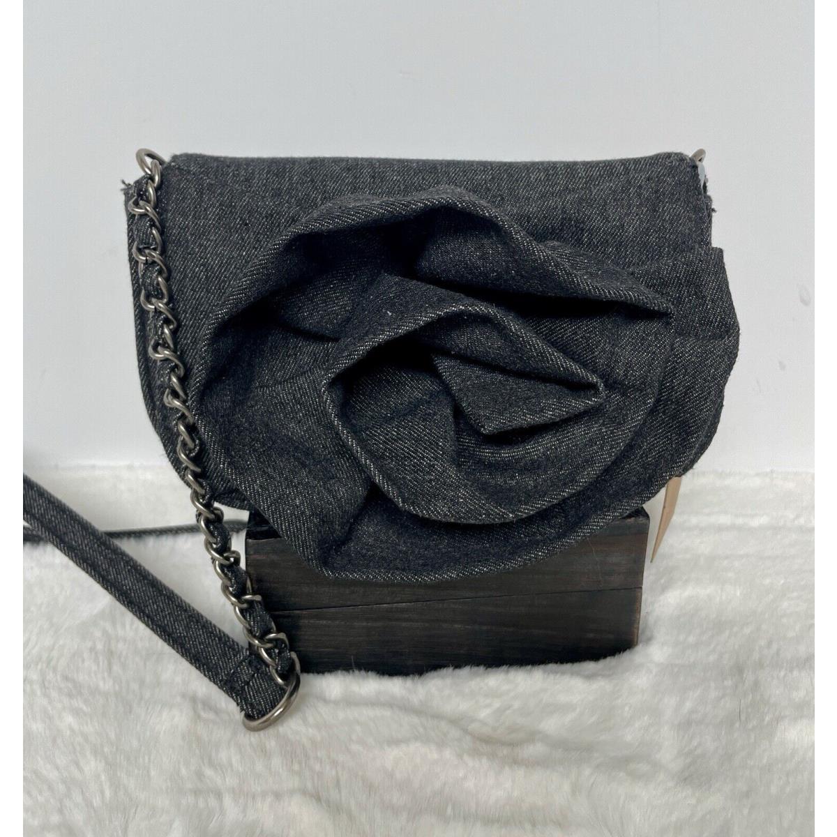 Steve Madden Denim Rose Borla Black Crossbody Handbag