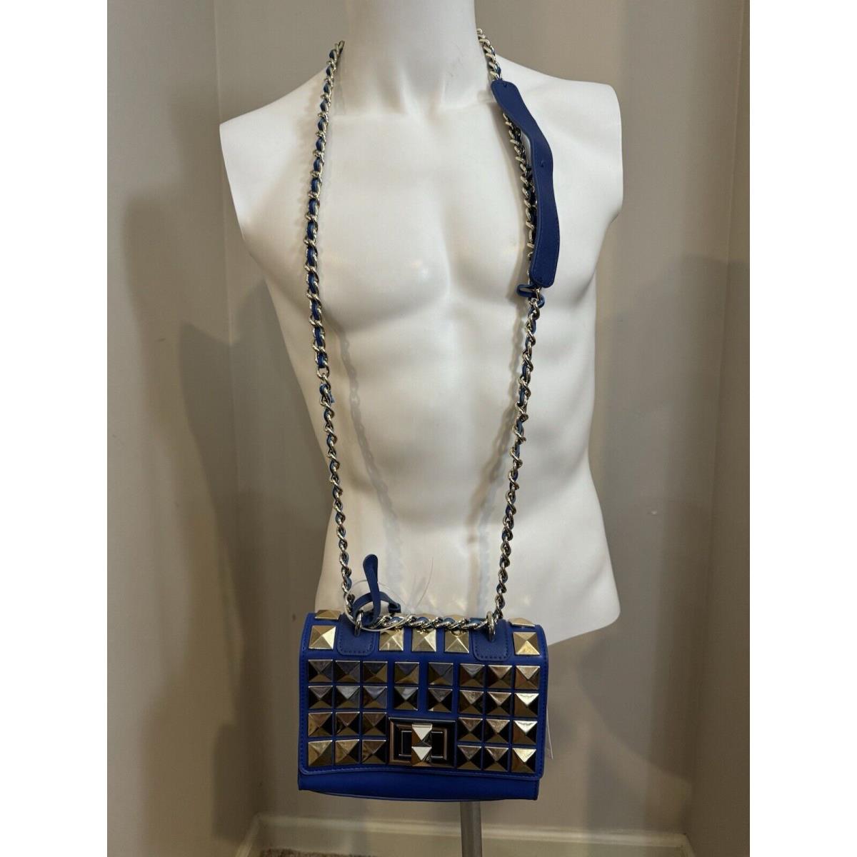 Steve Madden Bastud Blue Leather Gold Studded Chain Crossbody Purse