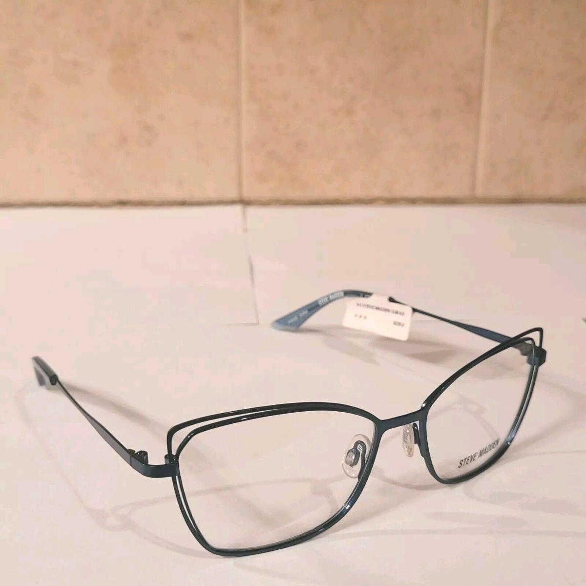 Steve Madden Eyeglasses Cat Eye Bradshaw Blue Aqua 54-16-135 Metal Frame