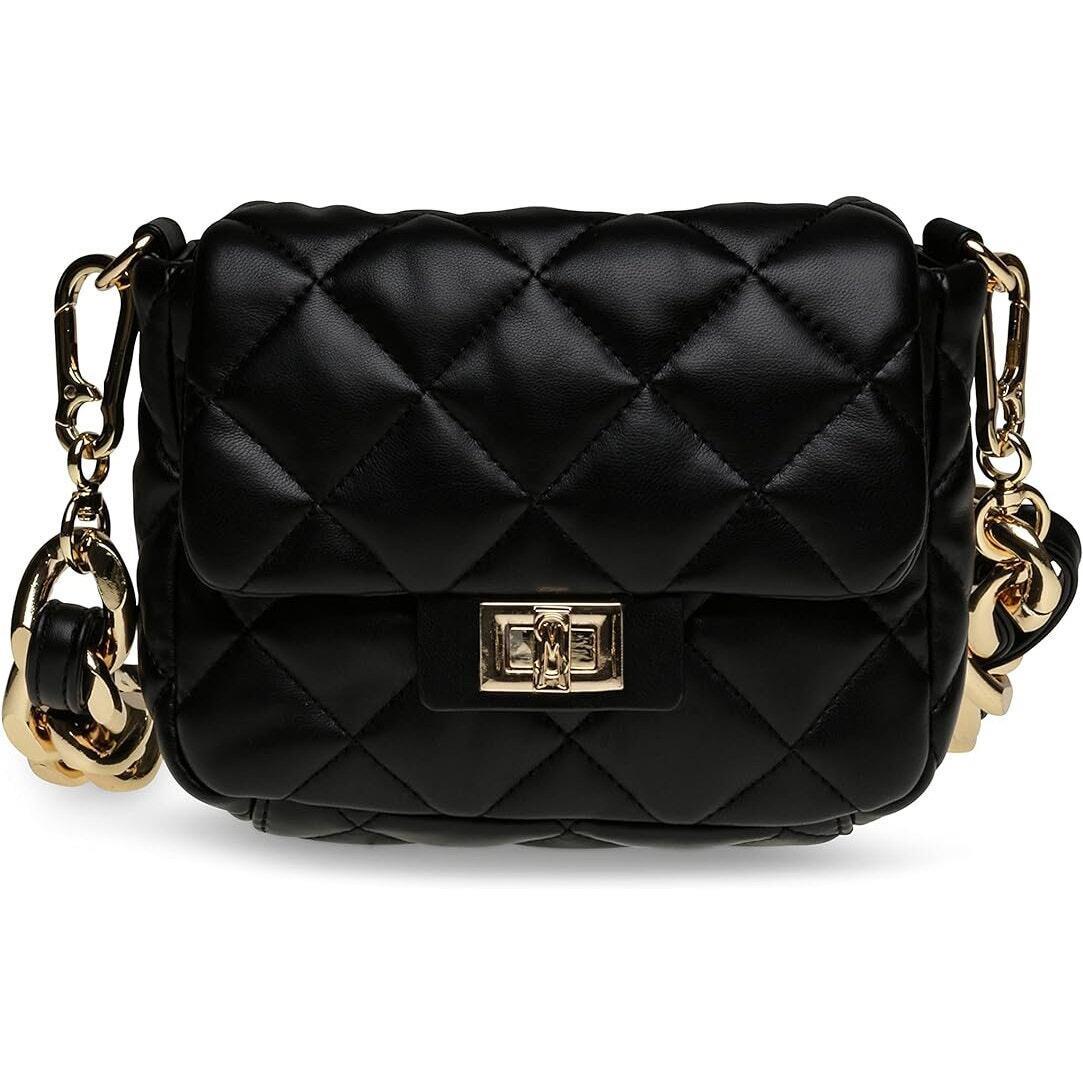 Steve Madden Bheara Quilted Shoulder Bag In Black w/ Gold Hardware