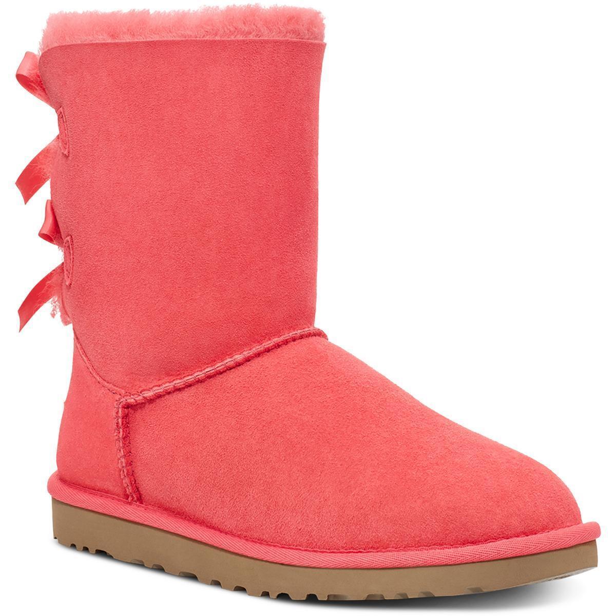 Ugg Womens Bailey Bow II Suede Shearling Winter Boots Shoes Bhfo 4298 - Nantucket Coral