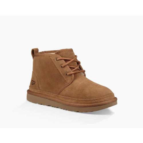 Ugg Kids Neumel II Chestnut Lace Up Sneaker Sheepskin Bootie Tan Fur Lined