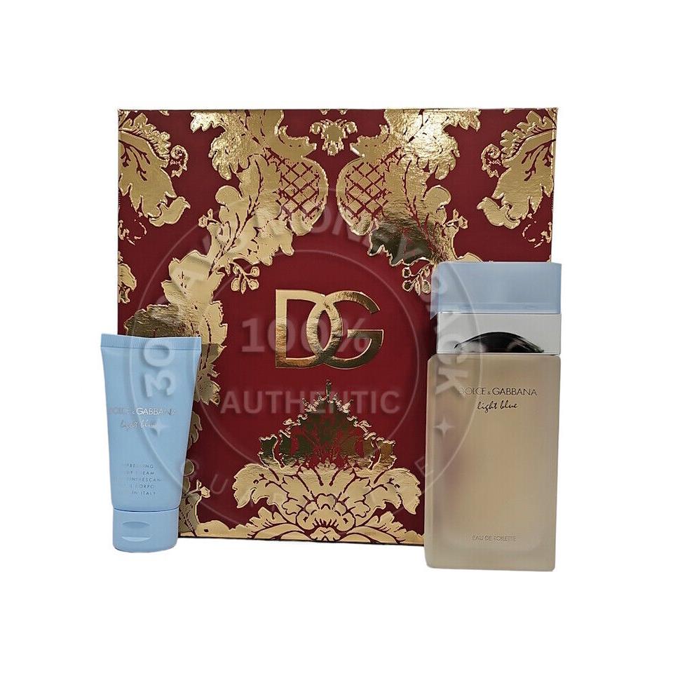 Dolce Gabbana Light Blue 2 Pc Women Gift Set 3.3 oz Edt 1.7 oz Body Cream