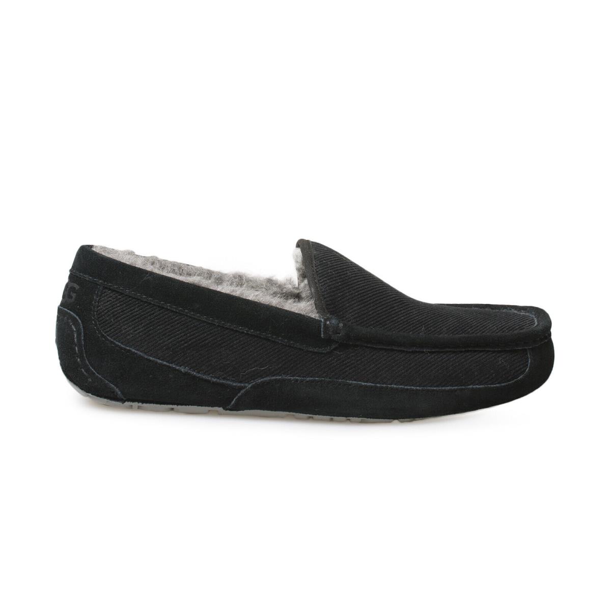 Ugg Ascot Corduroy Black Suede Sheepskin Men`s Moccasin Shoes Size US 9/UK 8