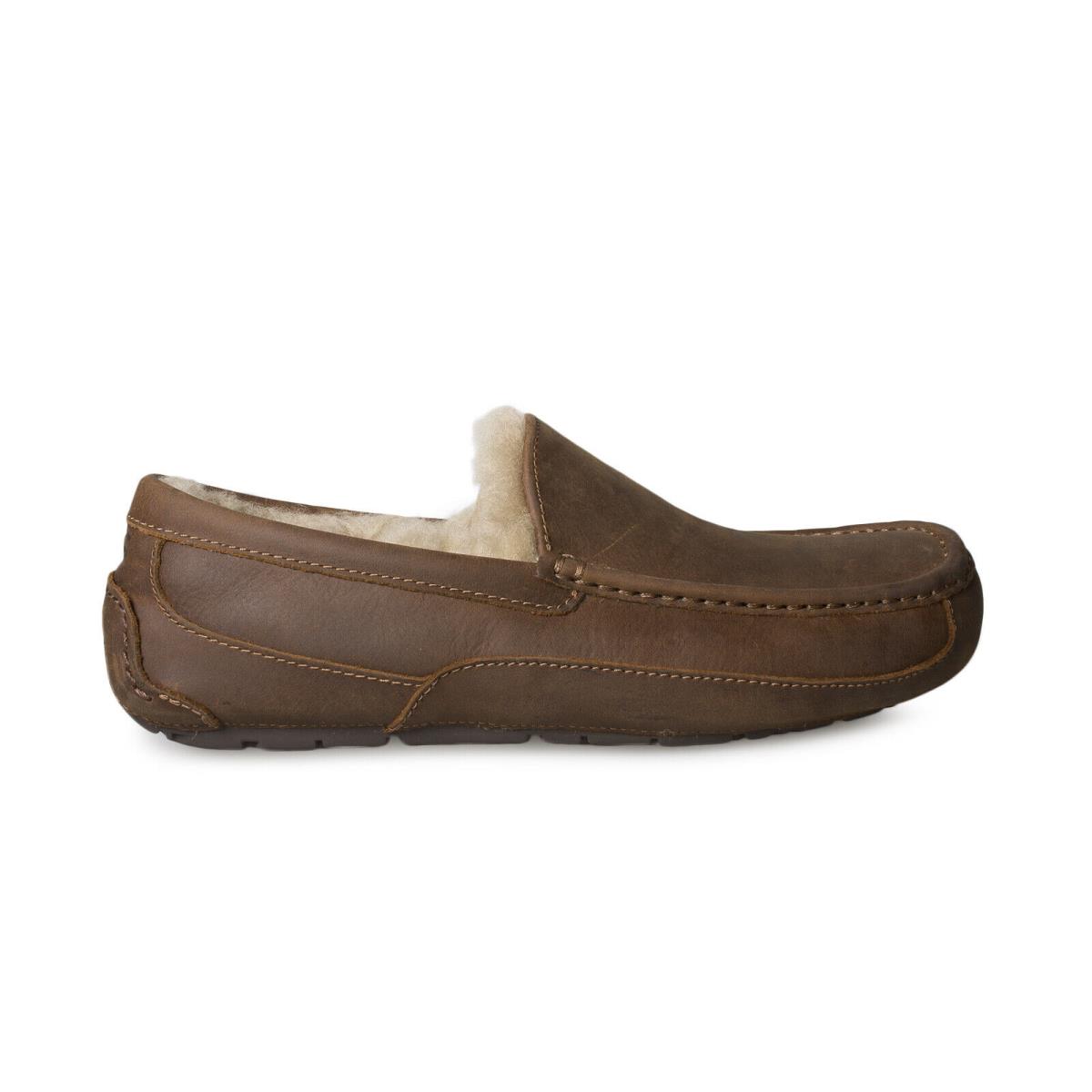 Ugg Ascot Cognac Leather Casual Slip ON Moccasin Men`s Slippers Size US 17