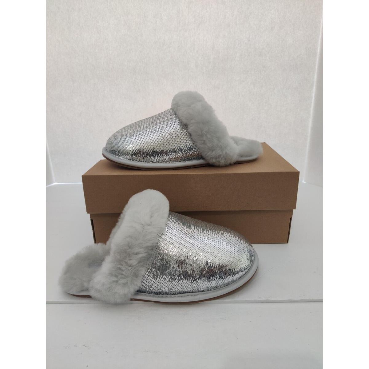 Ugg Scuffette II Mirror Ball Sequin Slippers Silver Size 5