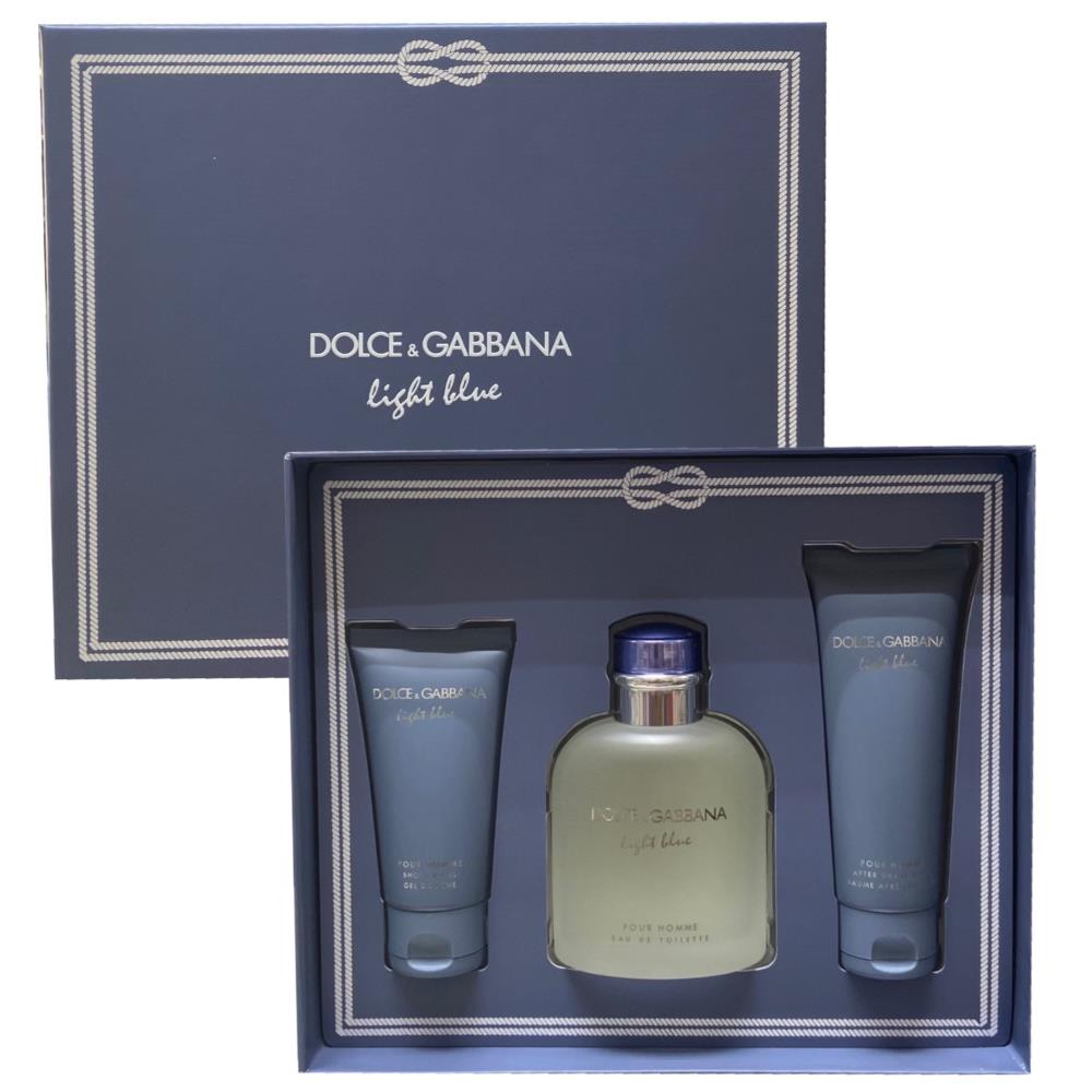 Dolce Gabbana Light Blue Pour Homme Edt 4.2 OZ 3 PC Gift Set