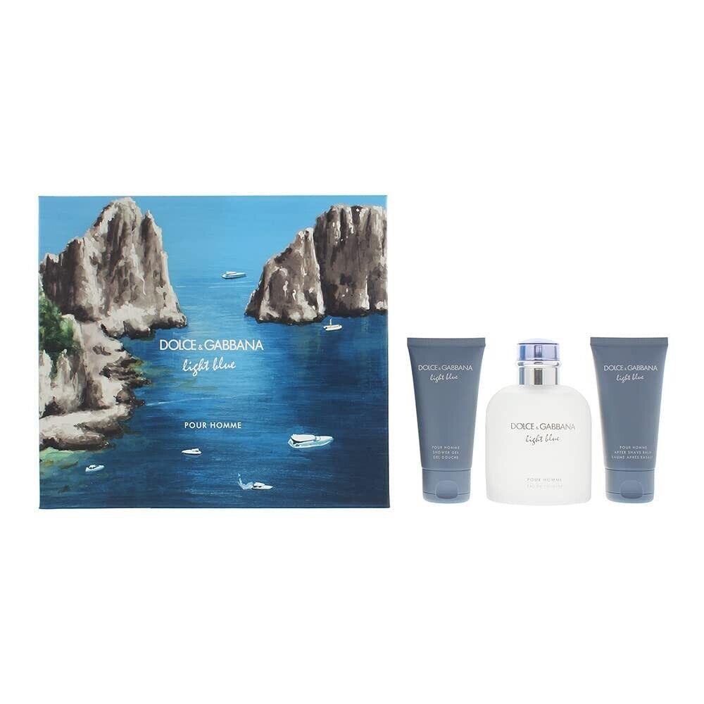 Dolce Gabbana Light Blue Pour Homme 3 Pieces: 4.2 Edt Spray +1.6 Gel+1.6 Balm