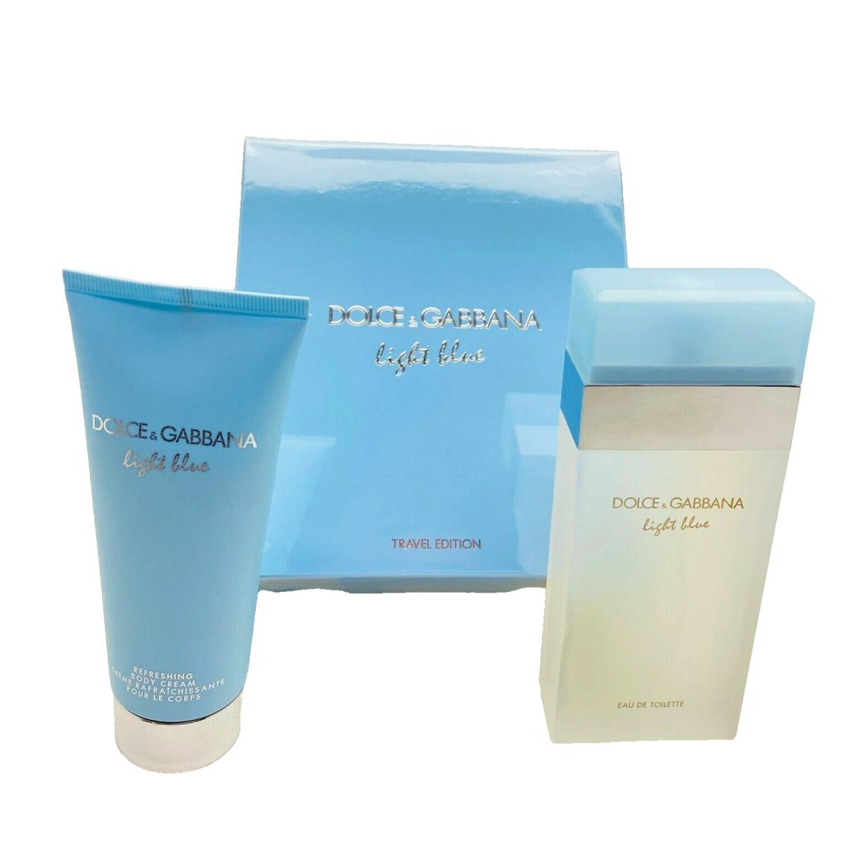 Dolce Gabbana Light Blue 2 Piece Gift Set - 3.3oz Edt Spray + 3.3oz B.cream