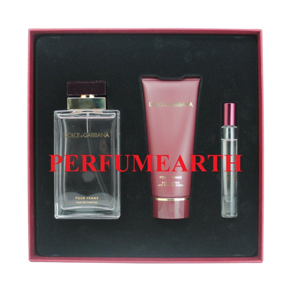 D G Femme BY Dolce Gabbana 3 Pcs Set with 3.3 oz/100ml Edp Spray For Women