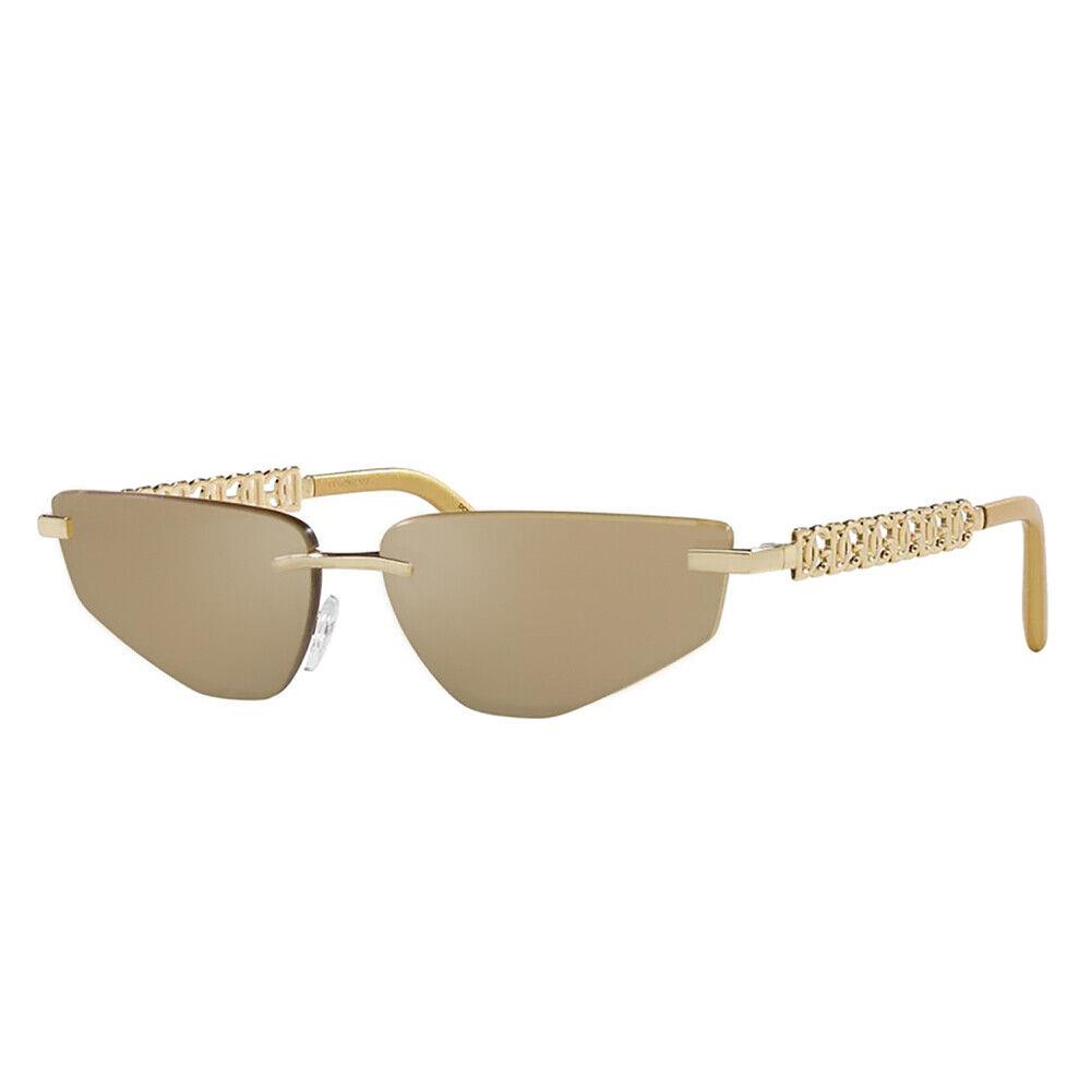 Dolce Gabbana Active DG 2301 02/03 Gold Metal Sunglasses Gold Mirror Lens