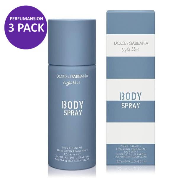 Light Blue Body Spray 4.2 oz For Men by Dolce Gabbana 3 Pack