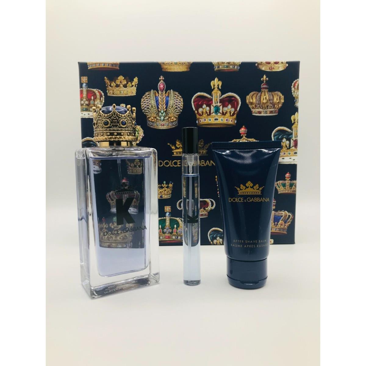 Dolce Gabbana King 3pc Set Men Cologne Spray 3.3 oz Mini Spray After Shave