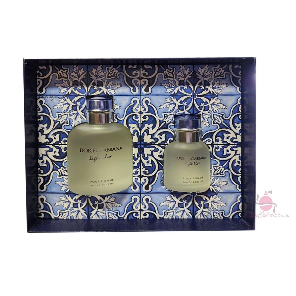 Dolce Gabbana Light Blue 2 PC Set For Men-4.2 oz Edt Sp+1.3 oz Edt Spray