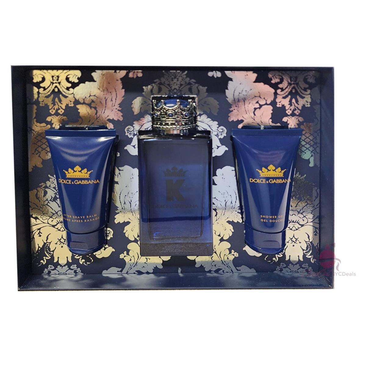 Dolce Gabbana King 3 PC Set For Men-3.3 oz EDP+1.6 oz A/shave+s/gel - Parfum