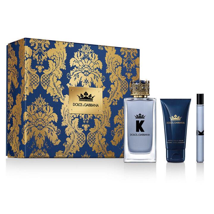 K By Dolce Gabbana For Men 3pc Gift Set with 3.4oz+0.34oz Edt Spray+1.6oz A/s