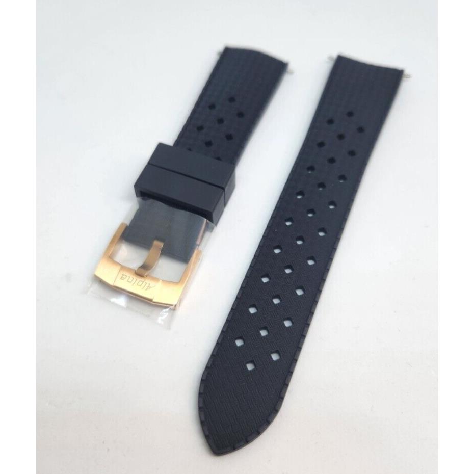 Oem Alpina 22mm Black Rubber Strap Band Gold Buckle