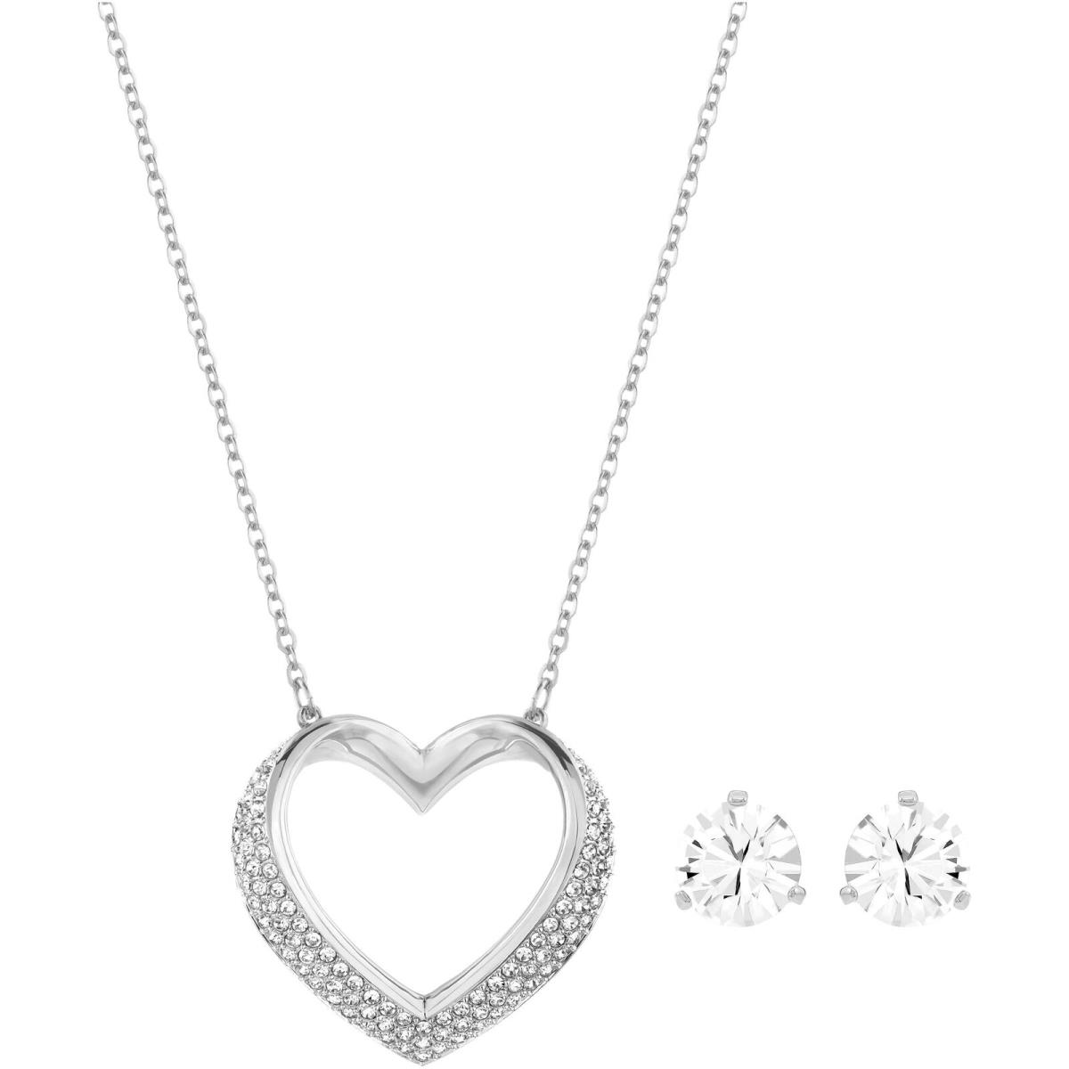 Swarovski Cupidon 5136278 Rhodium Plated Crystal Necklace Earrings Set