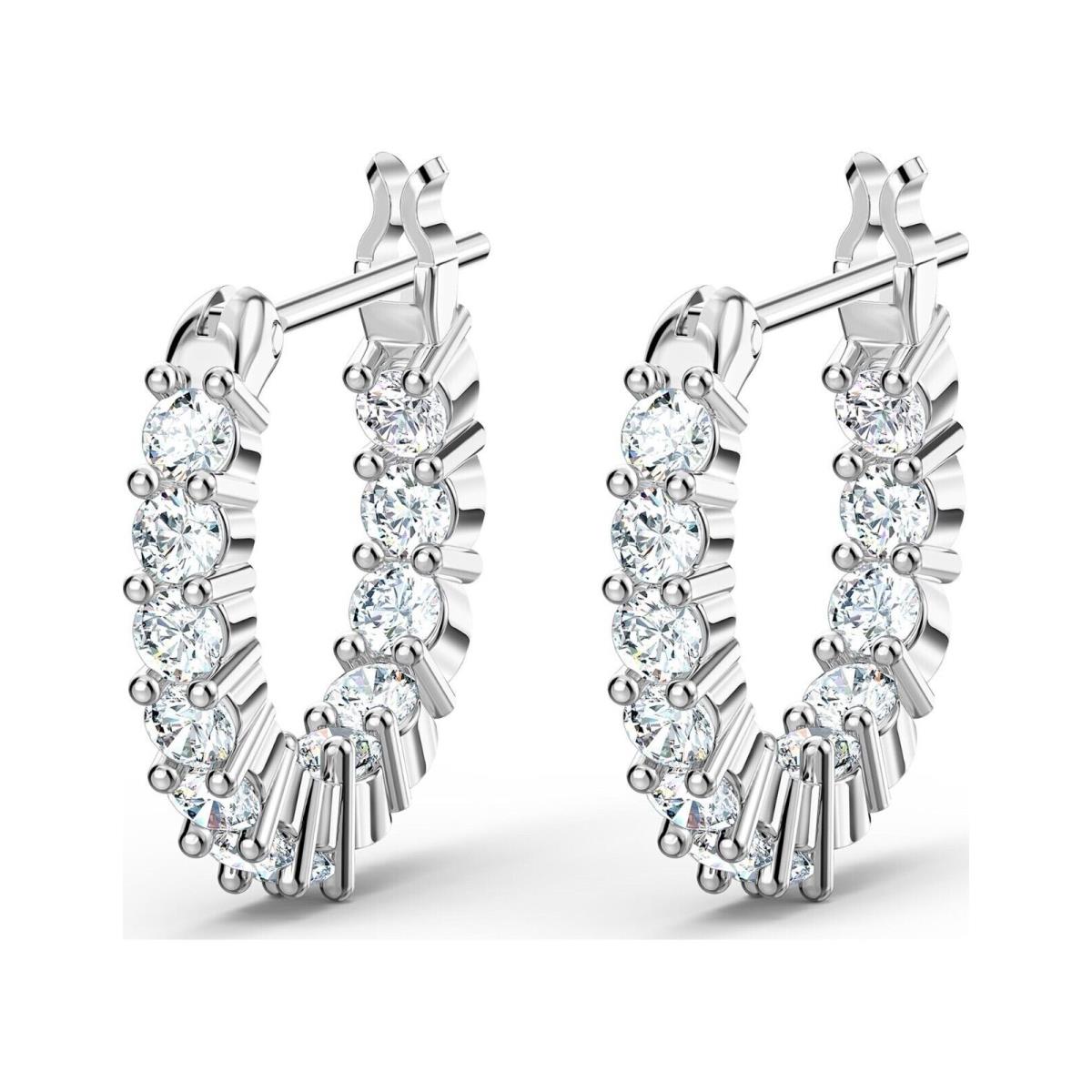 Swarovski Matrix Vittore Hoop Earrings Round Cut Rhodium plated-5562126