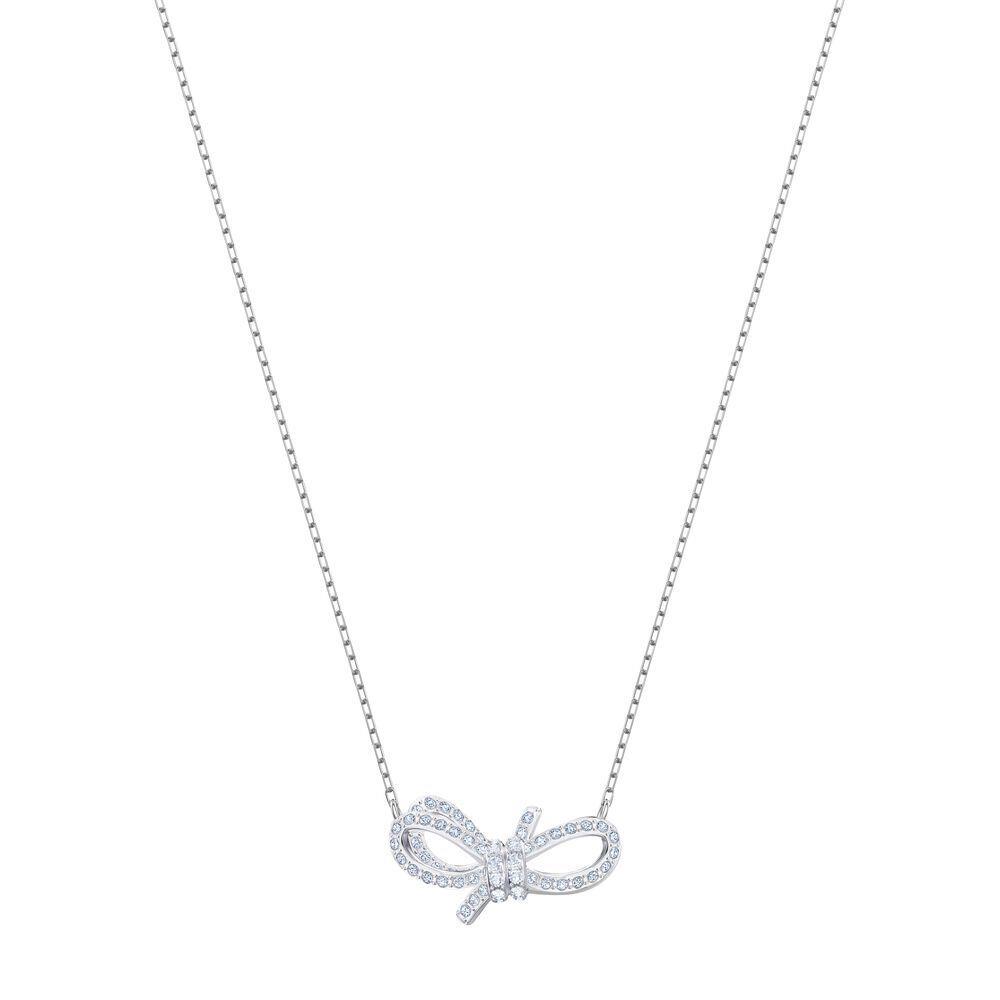 Swarovski Lifelong 5440643 Rhodium Plated Crystal Bow Pendant Necklace