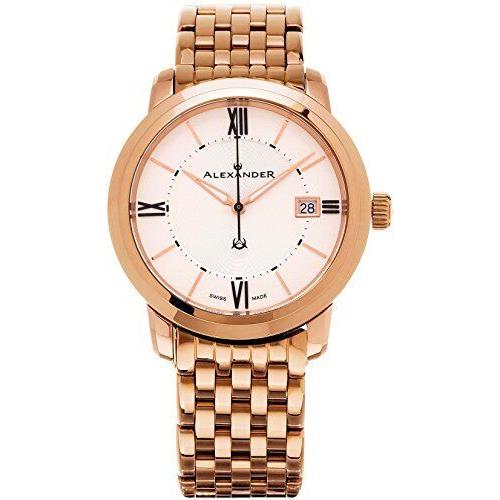 Alexander Heroic Macedon Silver White Dial Swiss Rose Gold Watch A111B-08 - Gold, Silver, White