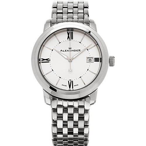 Alexander Heroic Macedon Silver White Dial Swiss Stainless Steel Watch A111B-04 - Silver, White