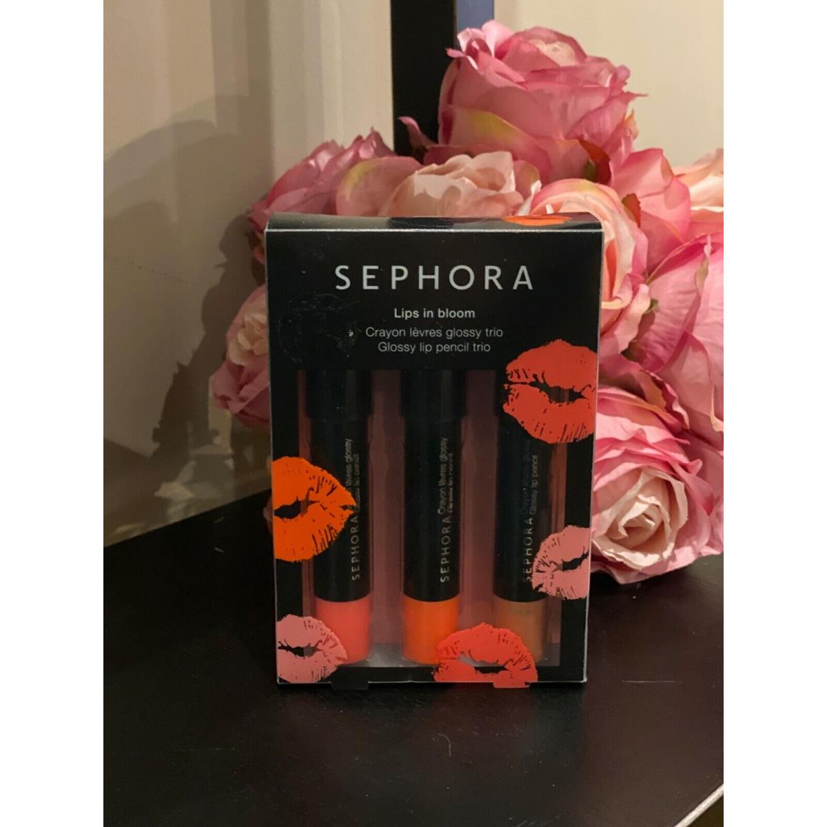 Sephora Lips in Bloom Glossy Lip Pencil Trio Pink Orange Pale Pink Rare