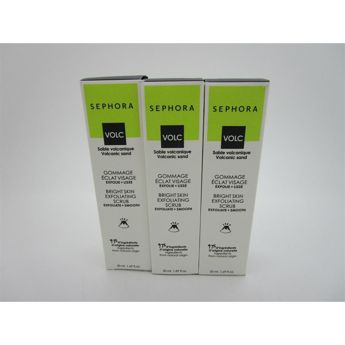 Sephora Volc Bright Skin Exfoliating Scrub 1.69 oz ea - Lot of 3