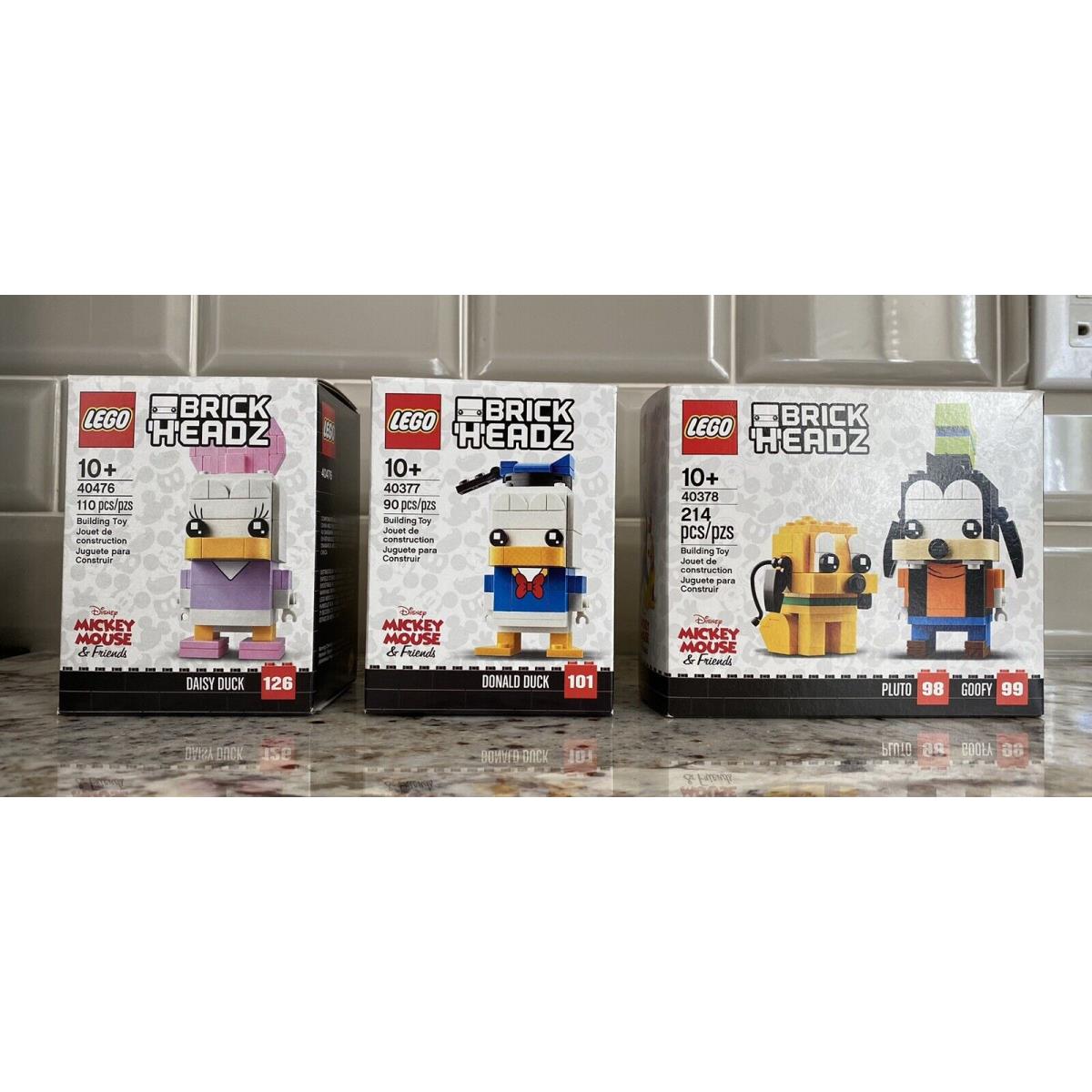 Lego Disney Brickheadz Donald Duck 40377 Daisy Duck 40476 Pluto and Goofy 40378