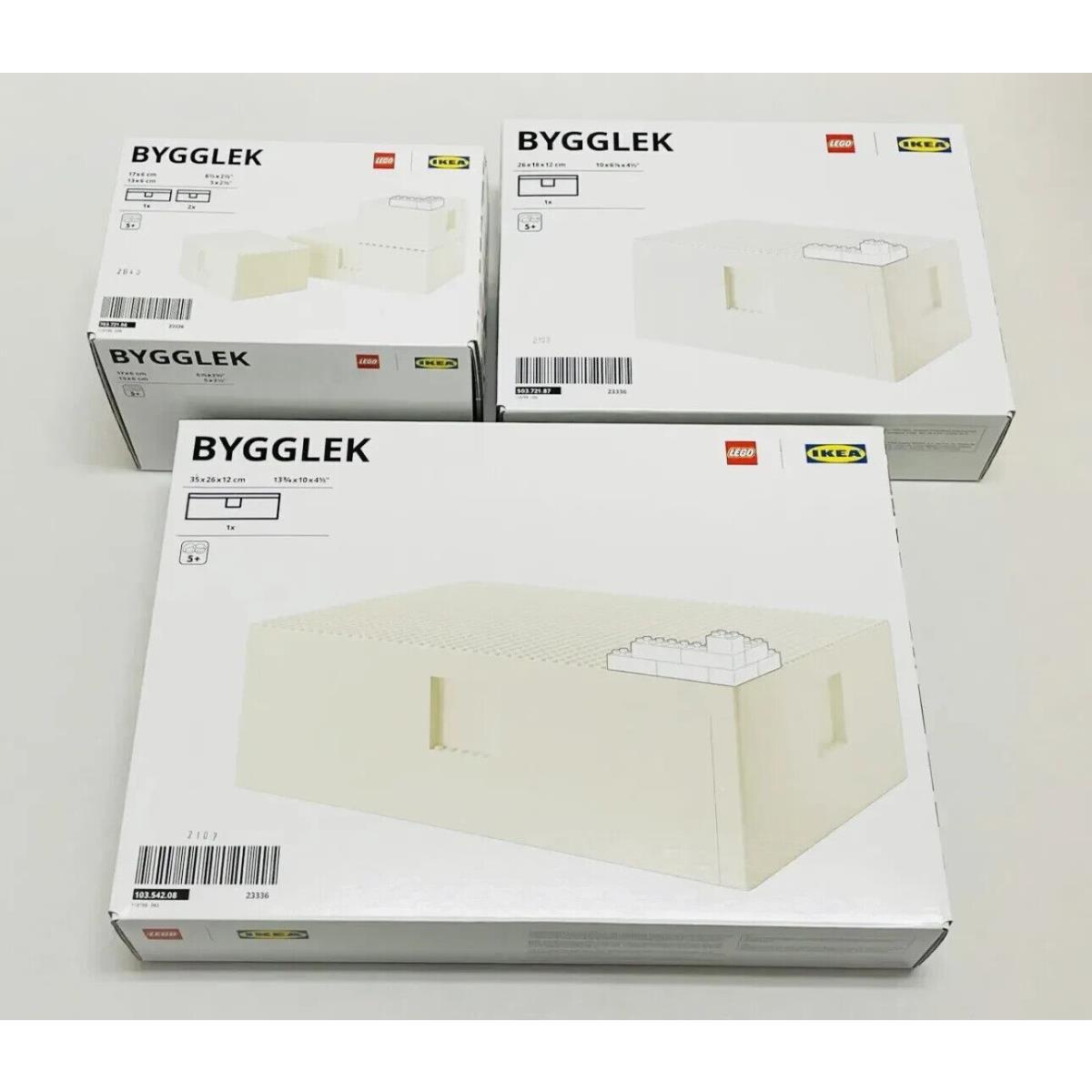 Ikea Bygglek Lego Box with Lid Complete Set OF 3 White