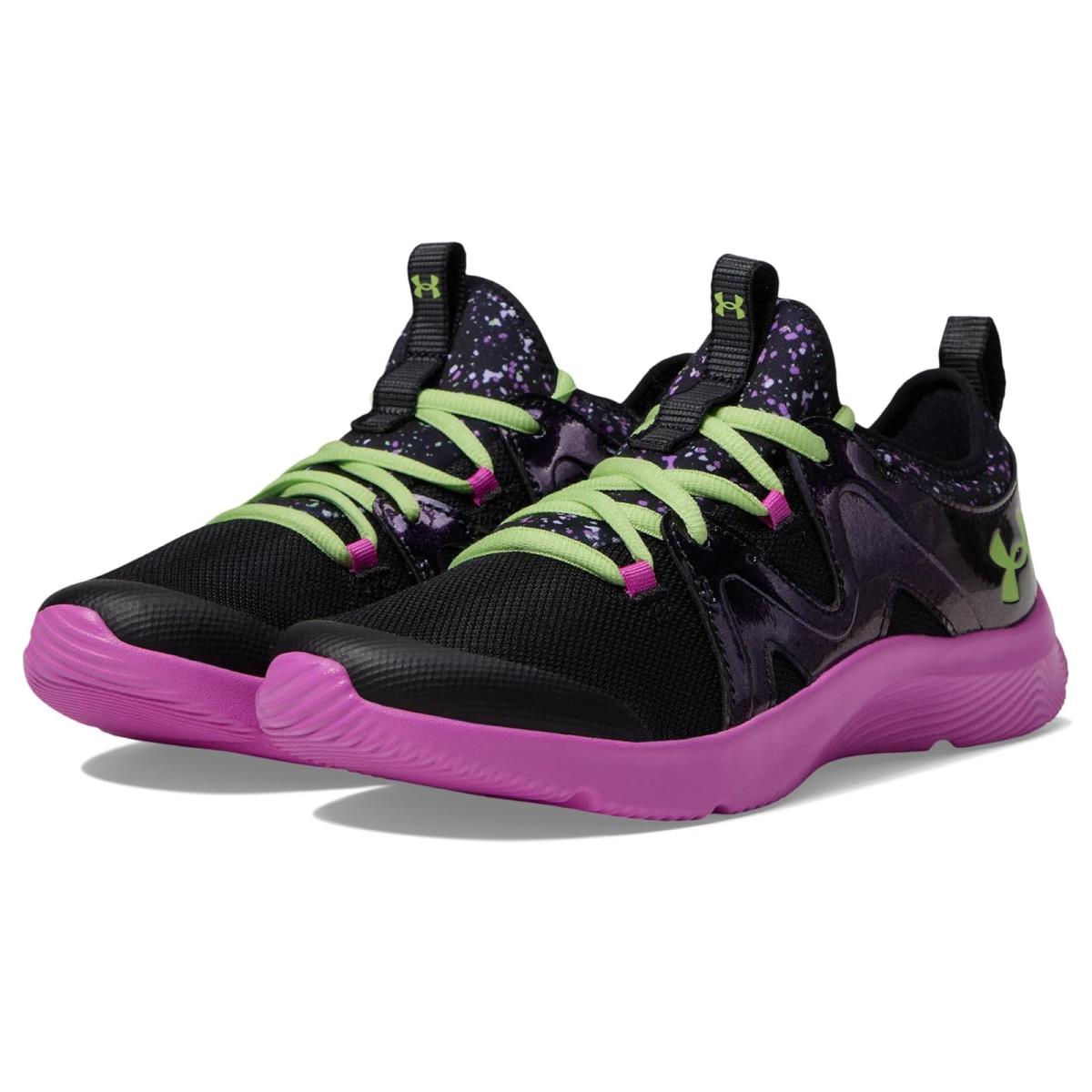 Girl`s Shoes Under Armour Kids Grade School Infinity 3.0 Big Kid Black/Vivid Magenta/Morph Green