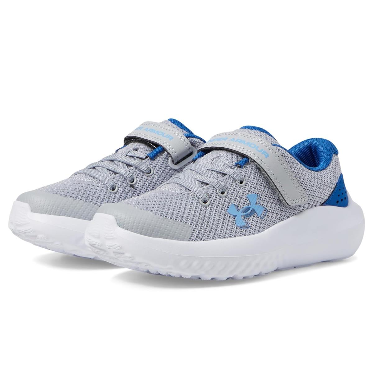 Boy`s Shoes Under Armour Kids Pre School Surge 4 Alternate Closure Little Kid Mod Gray/Tech Blue/Horizon Blue