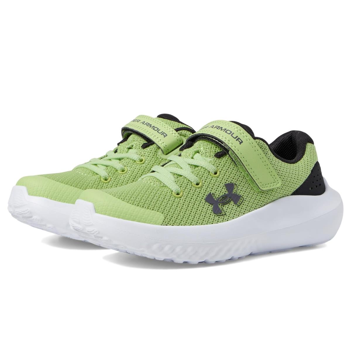 Boy`s Shoes Under Armour Kids Pre School Surge 4 Alternate Closure Little Kid Morph Green/Black/Castlerock