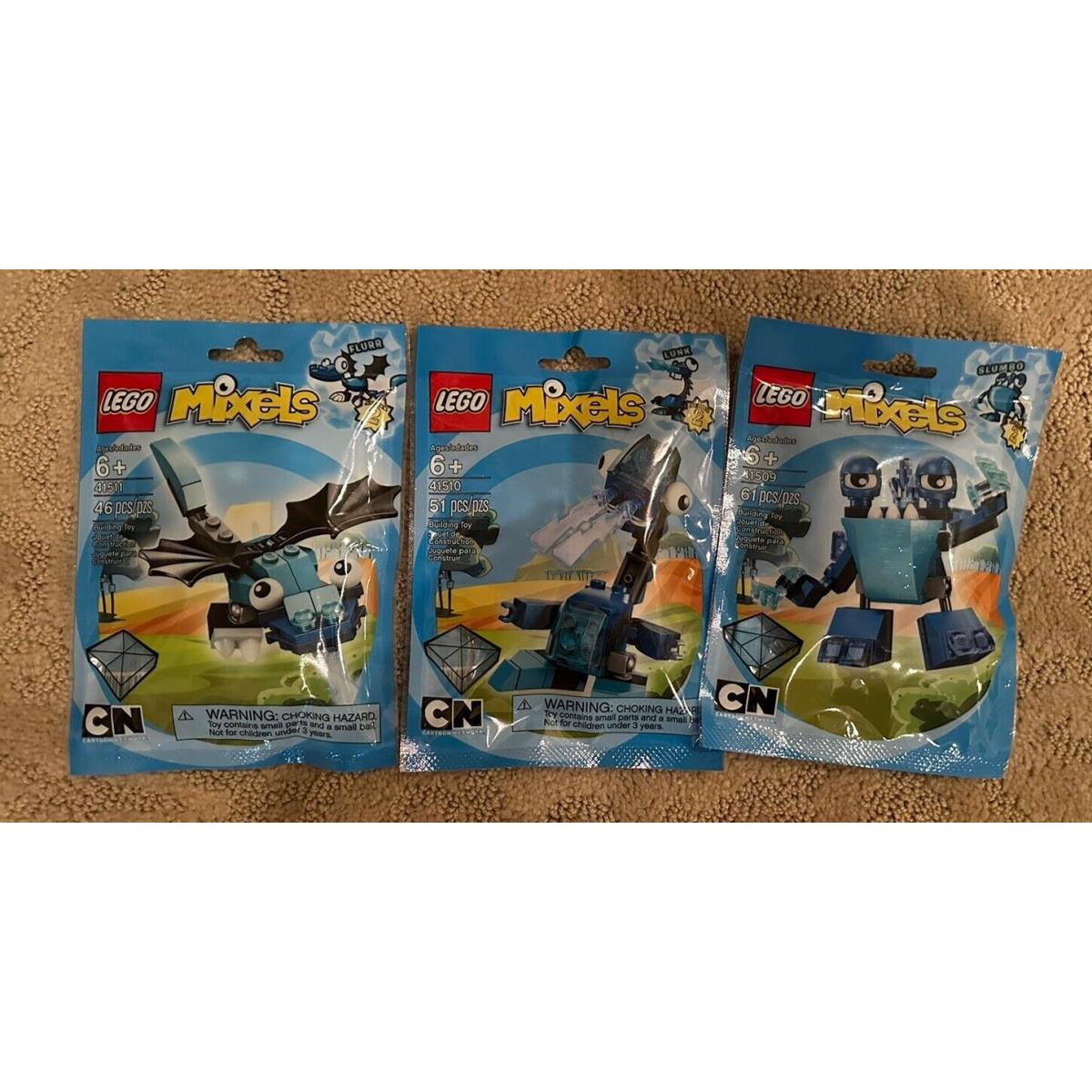 Lego Mixels Series 2 Blue Set Of 3 Slumbo Lunk Flurr Complete